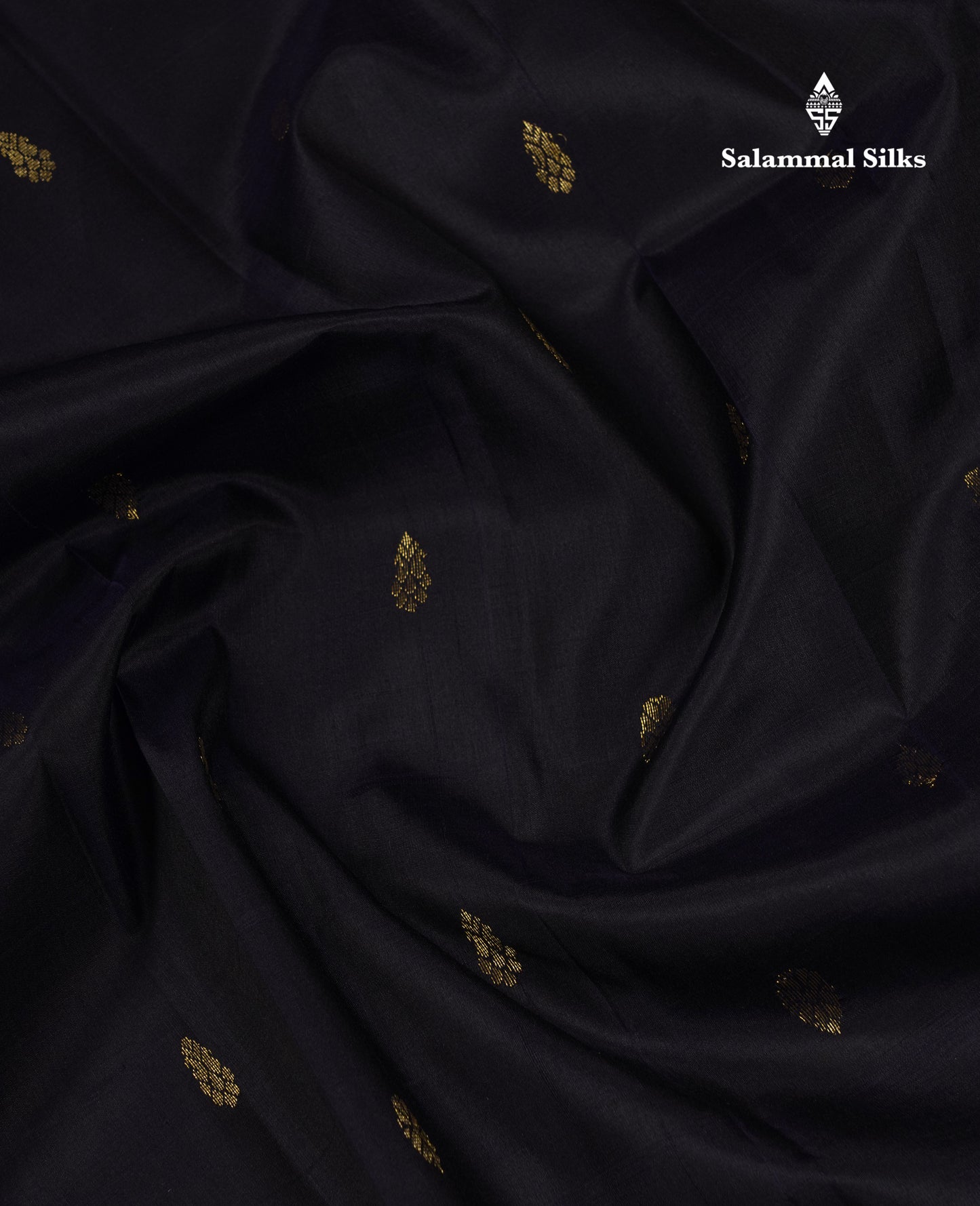 Beautiful Dark Navy Blue Pure Kanjivaram Silk Saree With Contrast Peacock Green Traditional One Side Border