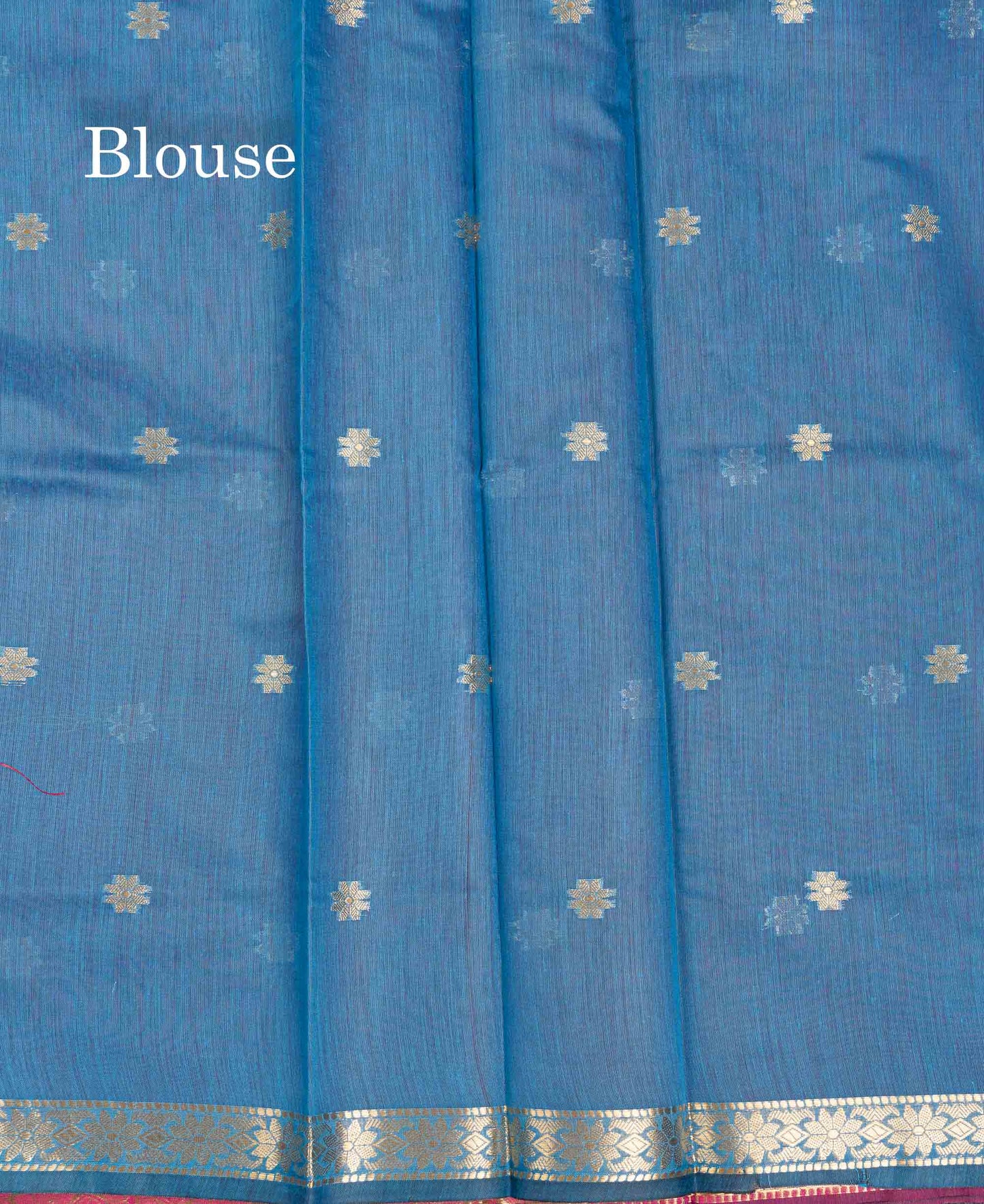 Beautiful Pink Maheshwar Cotton Saree With Contrast Blue Blouse