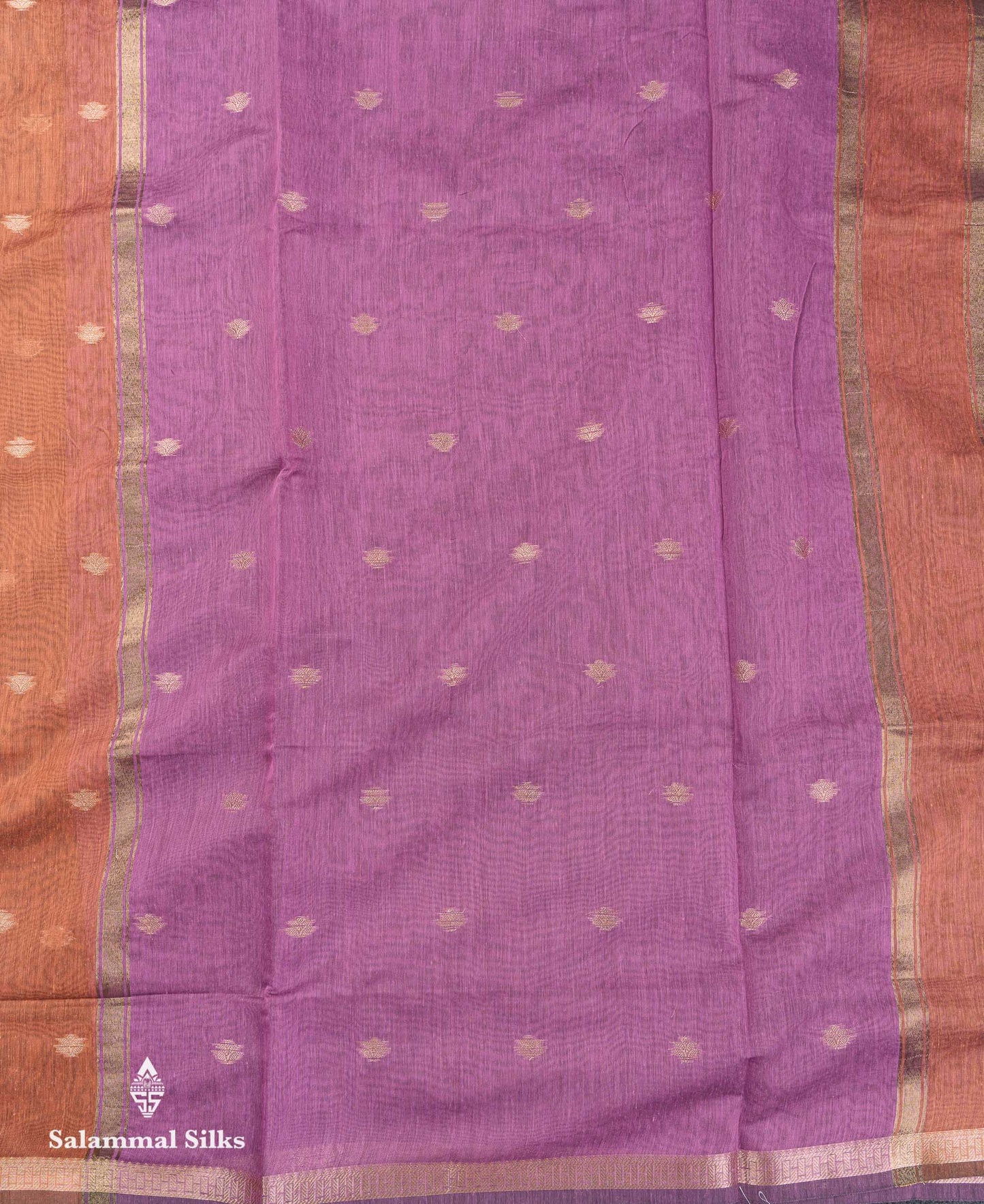 Beautiful Light Chocolate Maheshwar Cotton Saree With Contrast Light Lavender Blouse