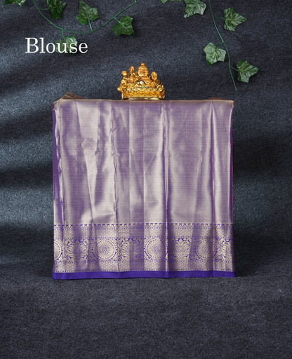 Semi Silk Pattu Pavadai Tissue ( Pink ) With Violet Blouse 21.5"