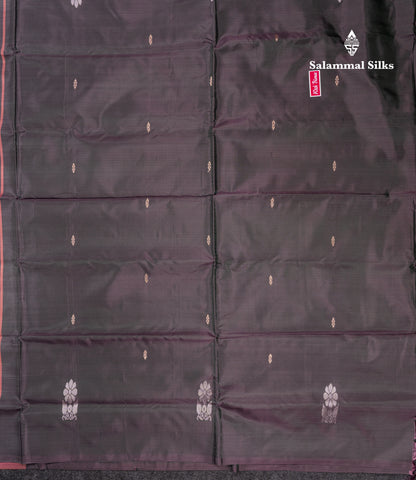 Peach Pink Banana Pinth Saree (Vaazhainaar Pattu) With Contrast Dual Tone Dark Violet Blouse