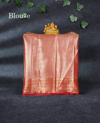 Semi Silk Pattu Pavadai Tissue ( Rexona Green ) With Chilly Red Blouse 21.5"