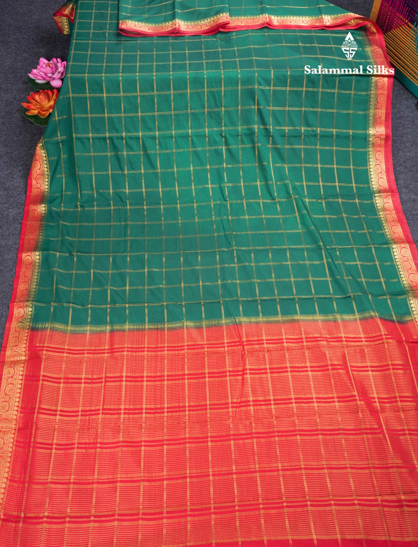Sapphire Blue Semi Mysore Crepe Saree With Contrast Navy Blue Small Border