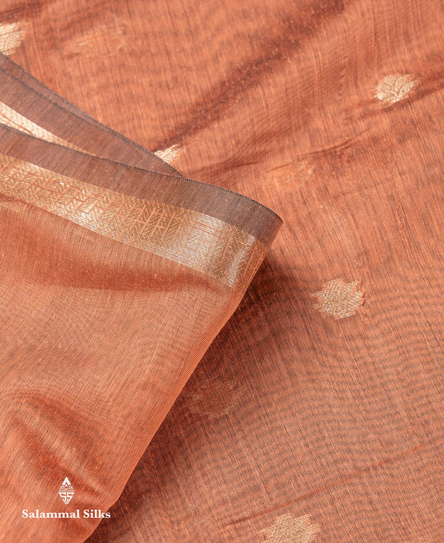 Beautiful Light Chocolate Maheshwar Cotton Saree With Contrast Light Lavender Blouse