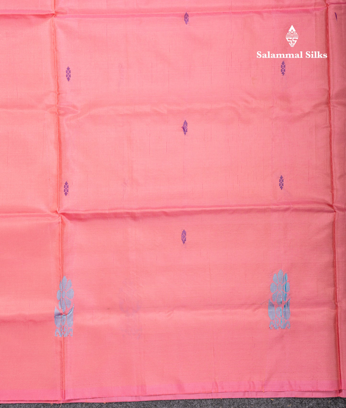 Peach Pink Banana Pinth Saree (Vaazhainaar Pattu) With Contrast Dual Tone Dark Violet Blouse