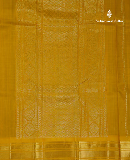 Beautiful Bottle Green Pure Kanjivaram Silk Saree With Contrast Manthulir Yellow Traditional One Side Border