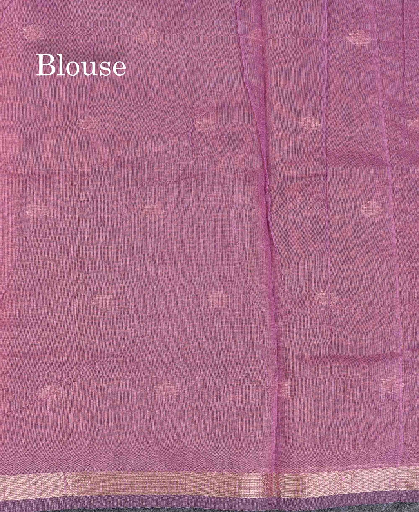Beautiful Light Chocolate Maheshwar Cotton Saree With Contrast Light Lavender Blouse