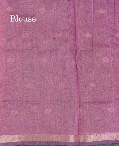 Beautiful Light Chocolate Maheshwar Cotton Saree With Contrast Light Lavender Blouse