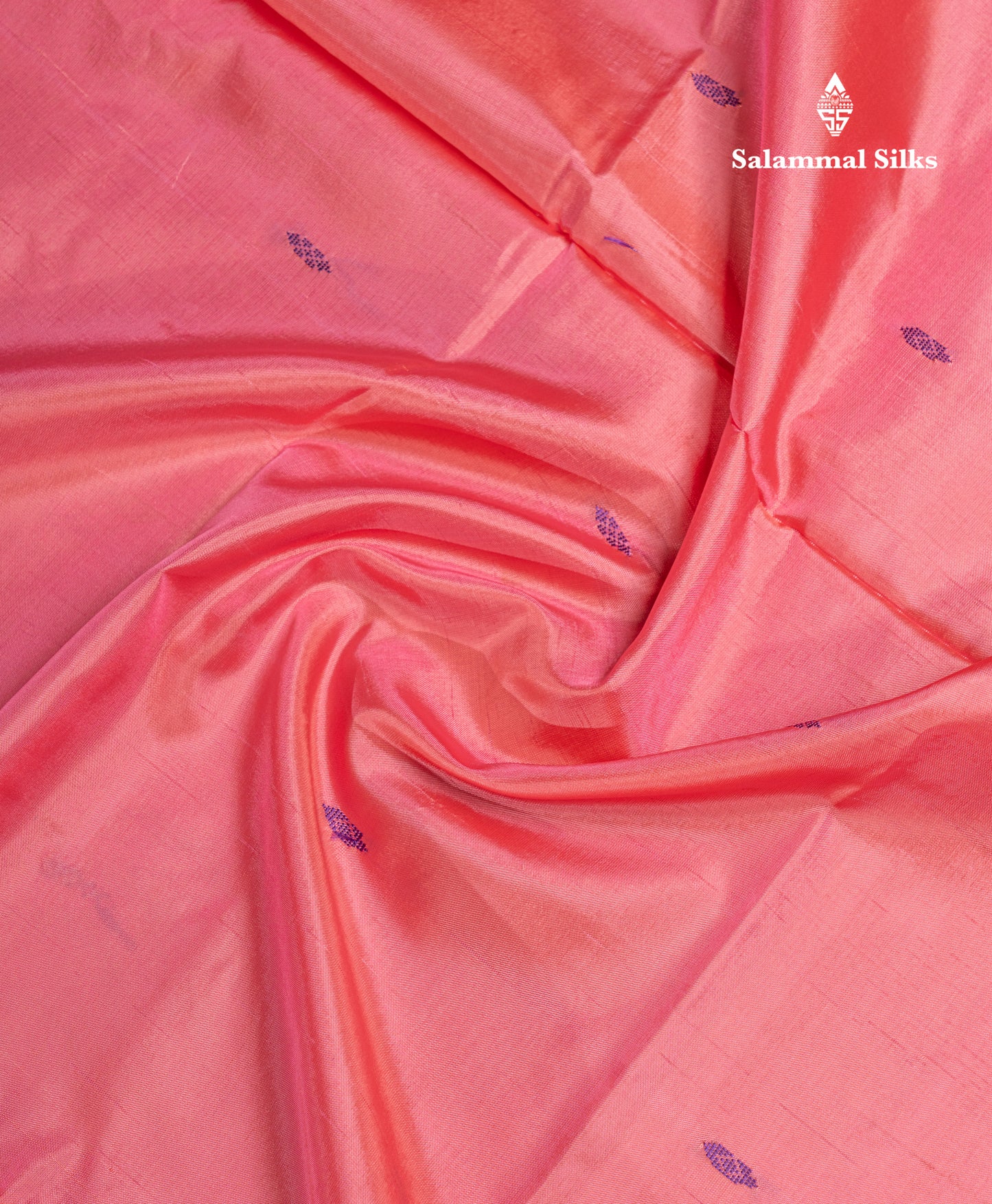 Peach Pink Banana Pinth Saree (Vaazhainaar Pattu) With Contrast Dual Tone Dark Violet Blouse