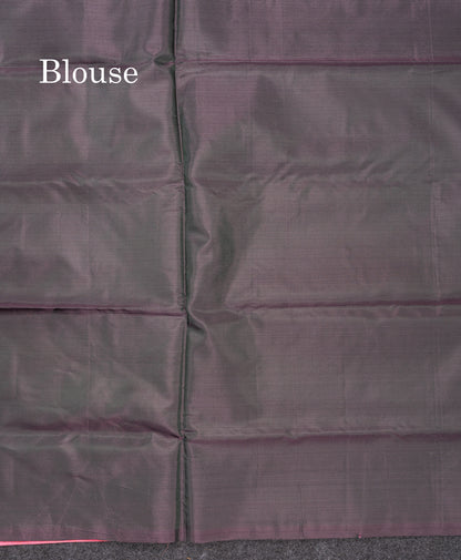 Peach Pink Banana Pinth Saree (Vaazhainaar Pattu) With Contrast Dual Tone Dark Violet Blouse