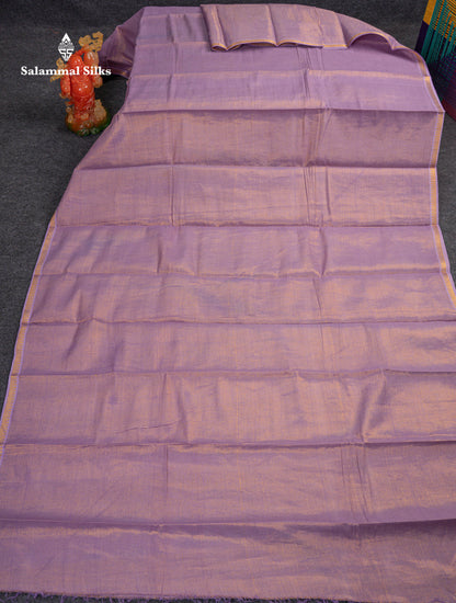 Stunning Lavender Tissue Sungudi Cotton Saree With Small Traditional Zari Border