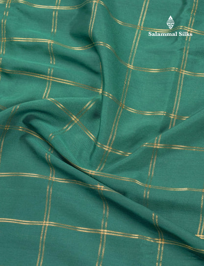 Sapphire Blue Semi Mysore Crepe Saree With Contrast Navy Blue Small Border
