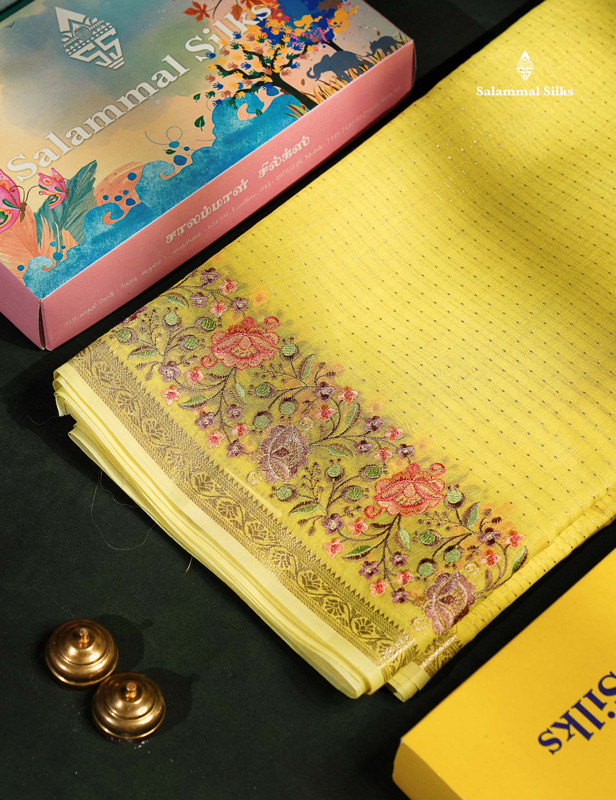Beautiful Pastel Blue Zari Lines Cotton Mix Fancy Saree With Embroidery Floral Design & Small Zari Border