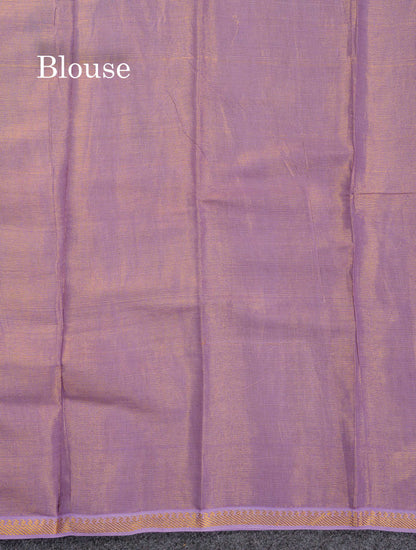 Stunning Lavender Tissue Sungudi Cotton Saree With Small Traditional Zari Border