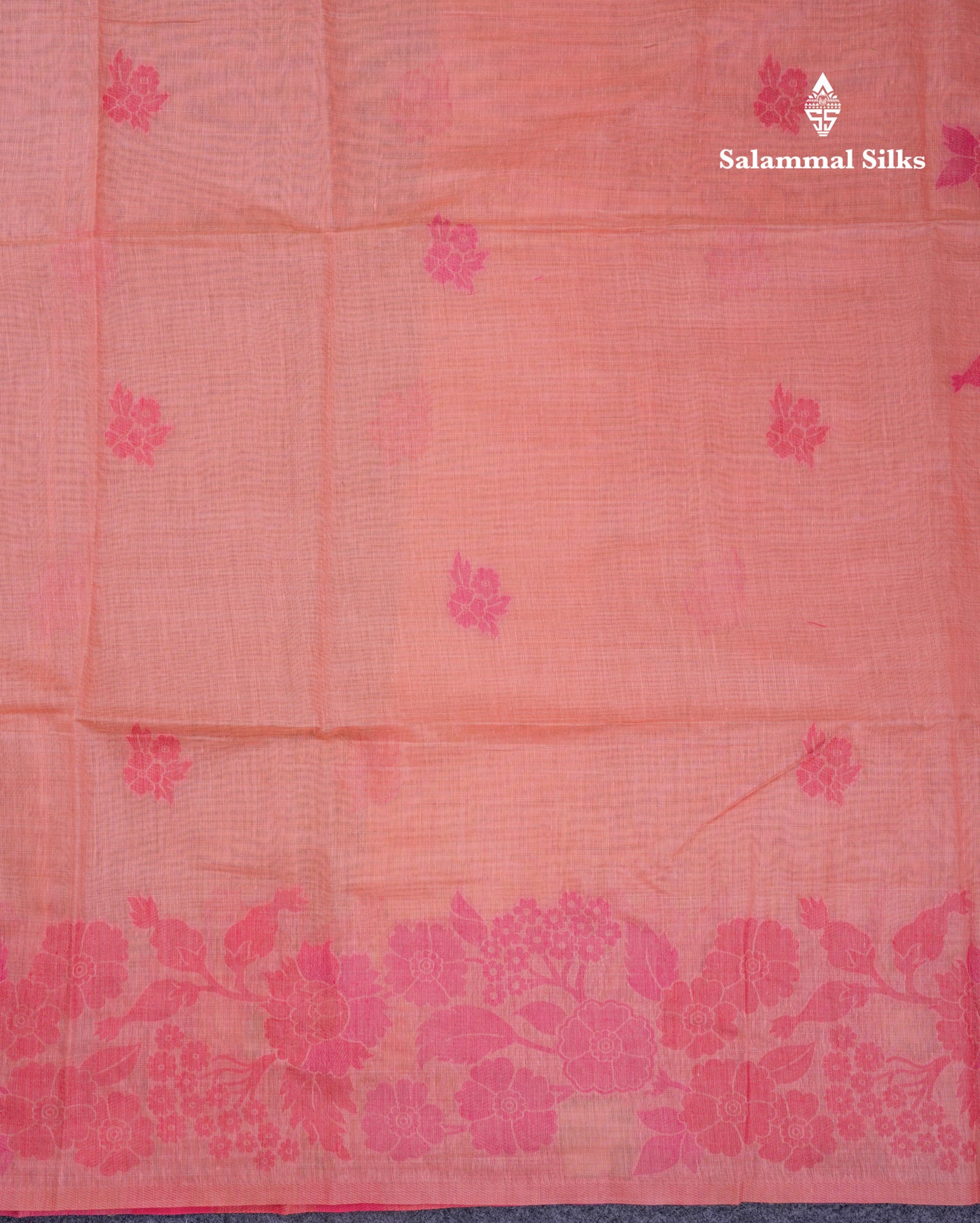 Beautiful Dark Peach Muga Cotton Saree With Contrast Maroon Blouse