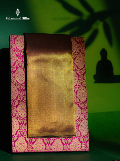 Beautiful Dark Maroon 8Kol Pure Kanjivaram Silk Saree With Traditional Raising Temple Border