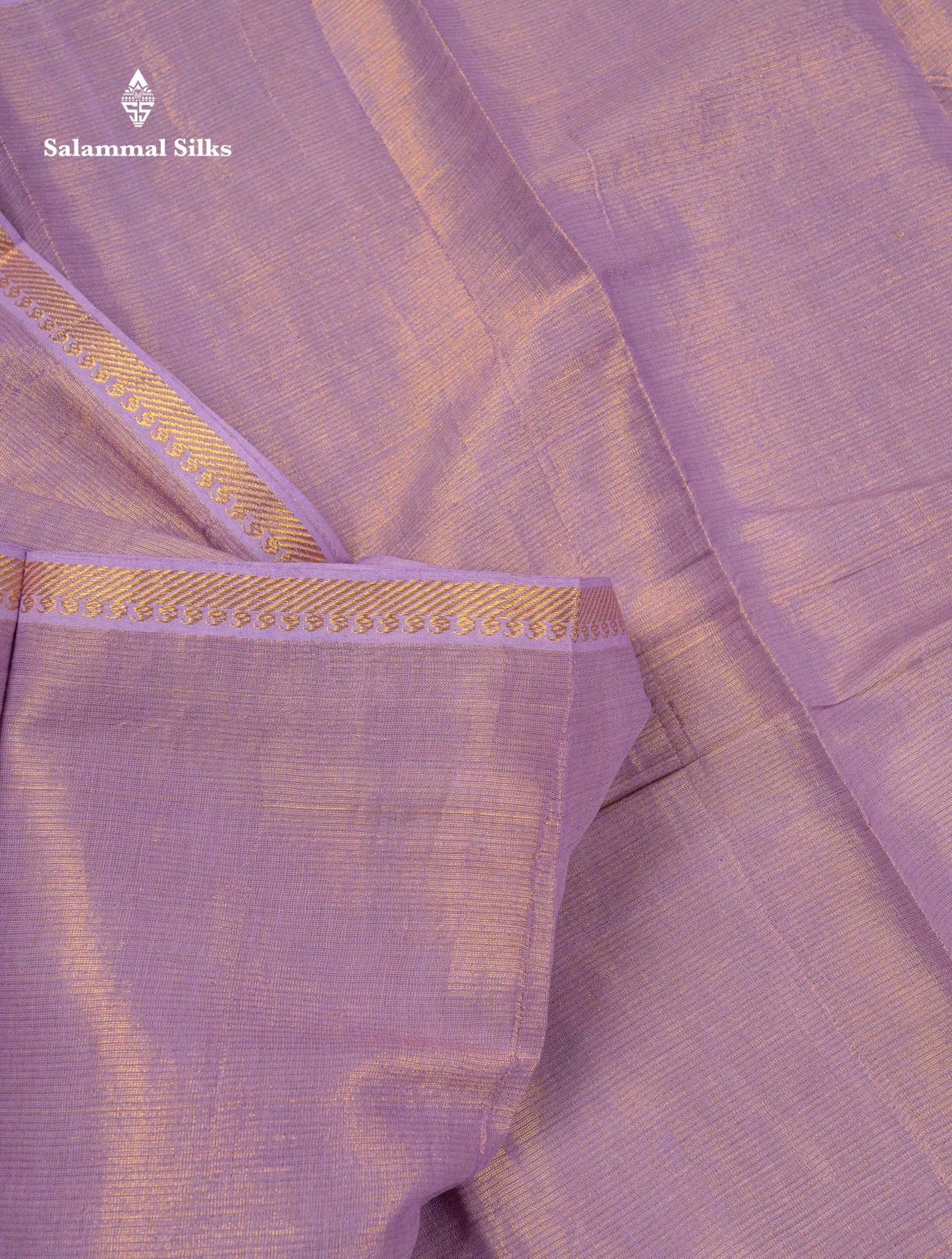 Stunning Lavender Tissue Sungudi Cotton Saree With Small Traditional Zari Border