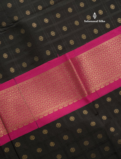 1000 Buttas Mustard Yellow Semi Silk Saree With Contrast Pink Traditional Border