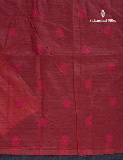 Beautiful Dark Peach Muga Cotton Saree With Contrast Maroon Blouse