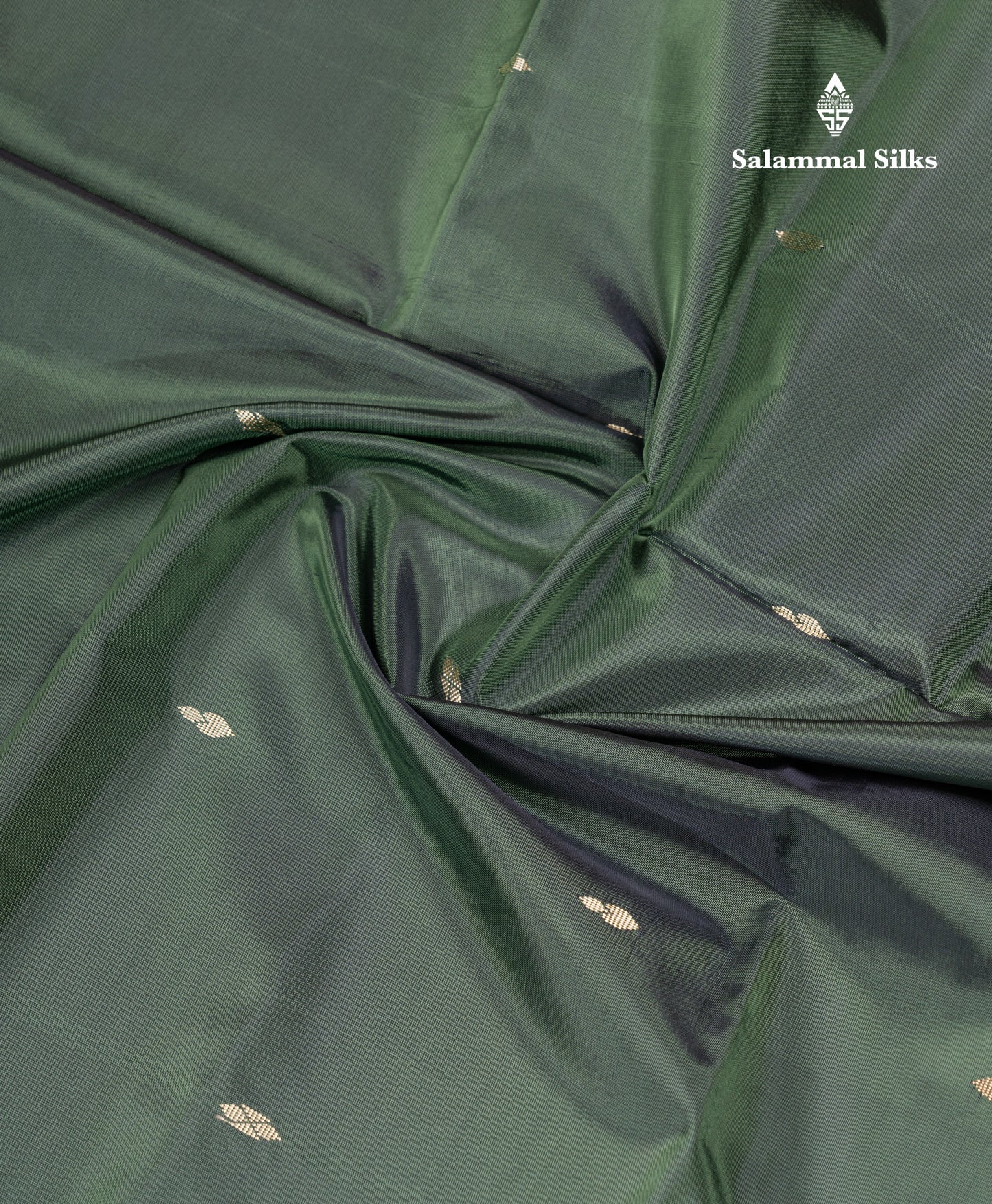 Bottle Green Banana Pinth Saree (Vaazhainaar Pattu) With Contrast Mango Yellow Blouse