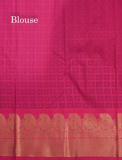 1000 Buttas Mustard Yellow Semi Silk Saree With Contrast Pink Traditional Border