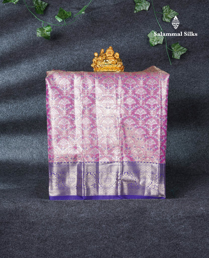 Semi Silk Pattu Pavadai Tissue (Purple) With Violet Blouse 21"