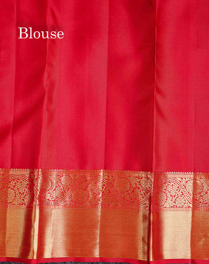 Bridal Pure Kanjivaram Silk Saree - Dual Tone Maroon Checks Pattern With Traditional Border