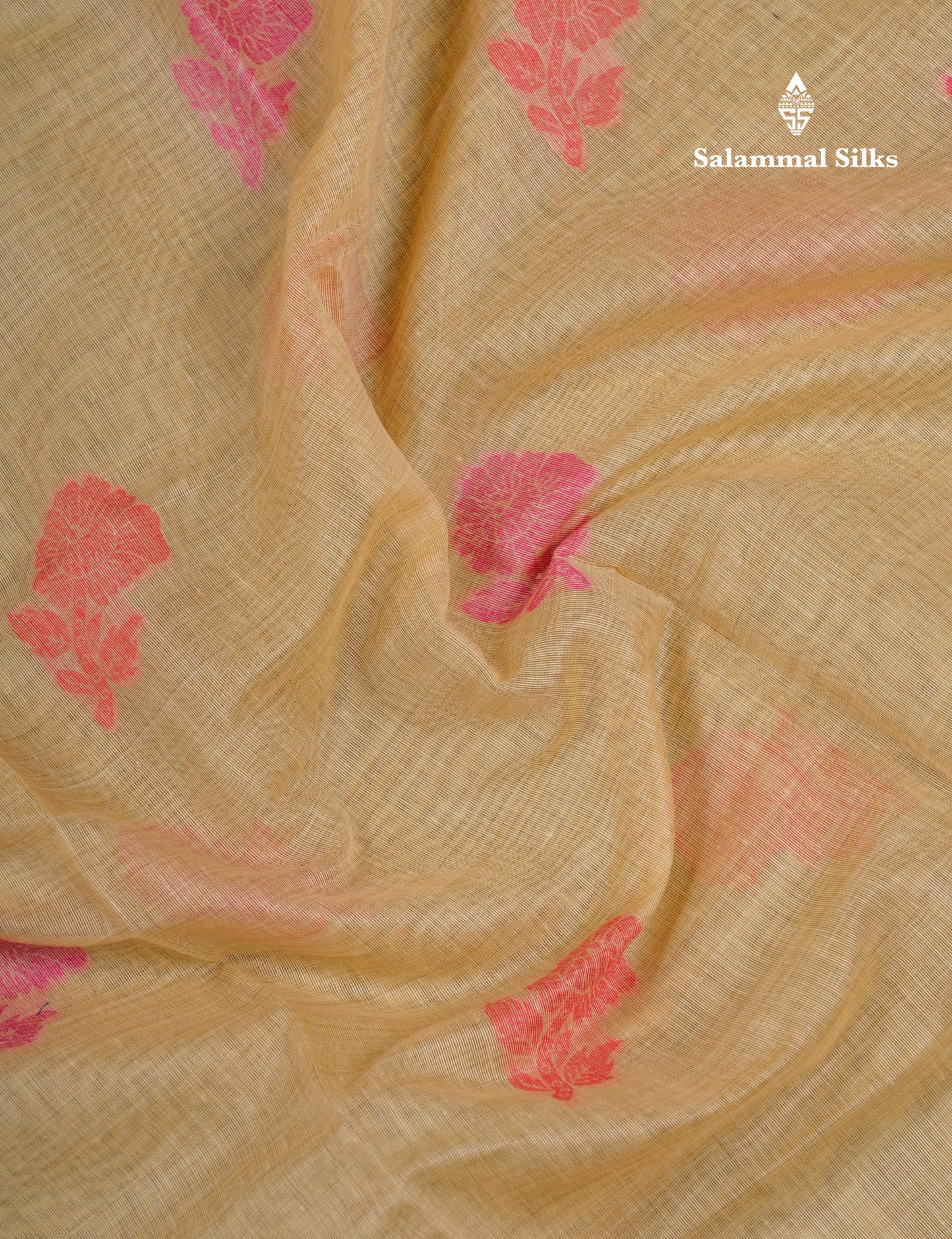 Beautiful Light Yellow Muga Cotton Saree With Contrast Light Red Blouse
