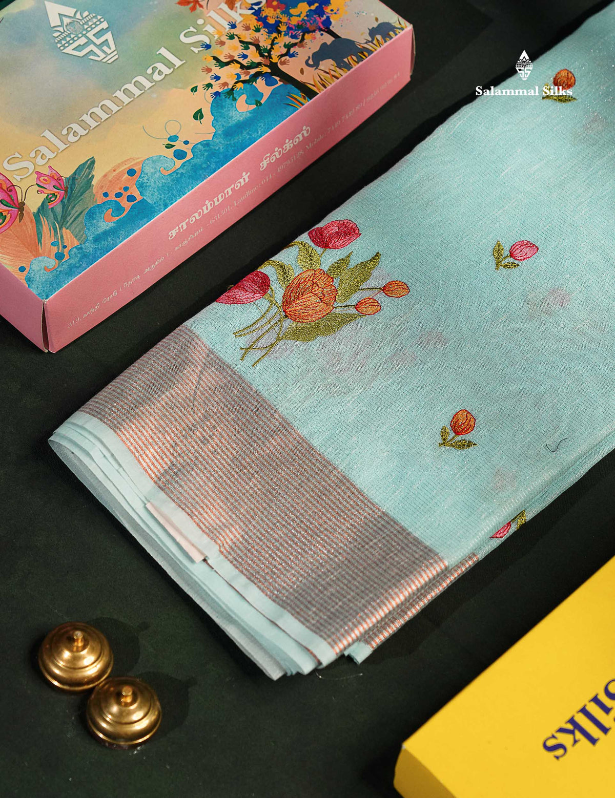 Beautiful Baby Pink Thread Work Buttas Fancy Saree With Blouse