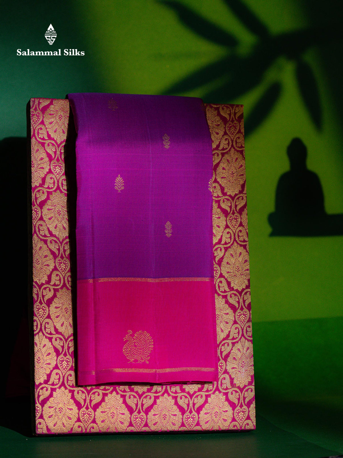 Beautiful Magenta Pink Pure Kanjivaram Silk Saree Pure Zari With Contrast Pink Traditional Border