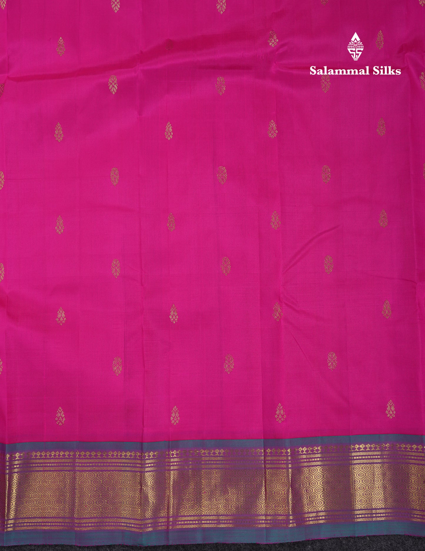 Beautiful Pink Pure Kanjivaram Silk Saree With Contrast Blue Shade Traditional One Side Border
