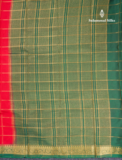 Sapphire Blue Semi Mysore Crepe Saree With Contrast Navy Blue Small Border
