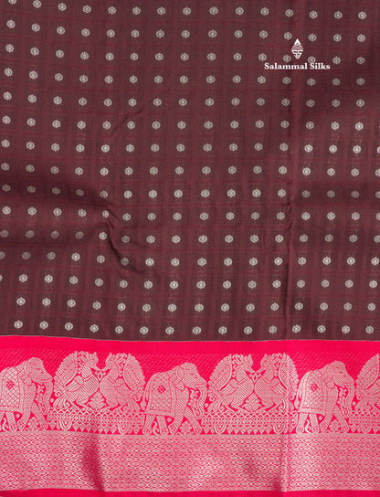 1000 Buttas Mustard Yellow Semi Silk Saree With Contrast Pink Traditional Border