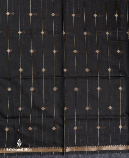 Beautiful Light Grey Stripes With Butta Maheshwar Cotton Saree With Contrast Black Blouse