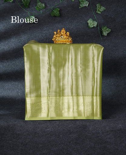 Semi Silk Pattu Pavadai Tissue (Pink) With Pista Green Blouse 21"