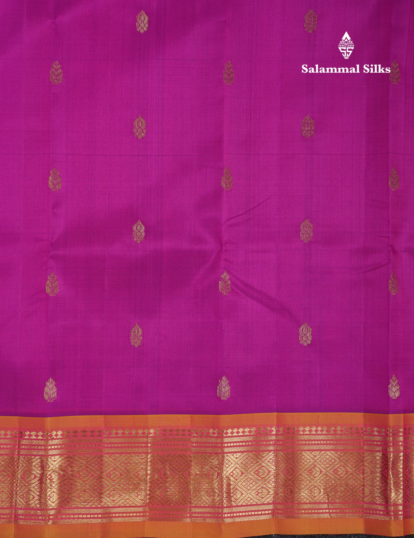 Beautiful Purple Pure Kanjivaram Silk Saree With Contrast Mustard Yellow Traditional One Side Border