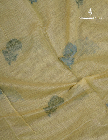 Beautiful Light Yellow Muga Cotton Saree With Contrast Light Red Blouse