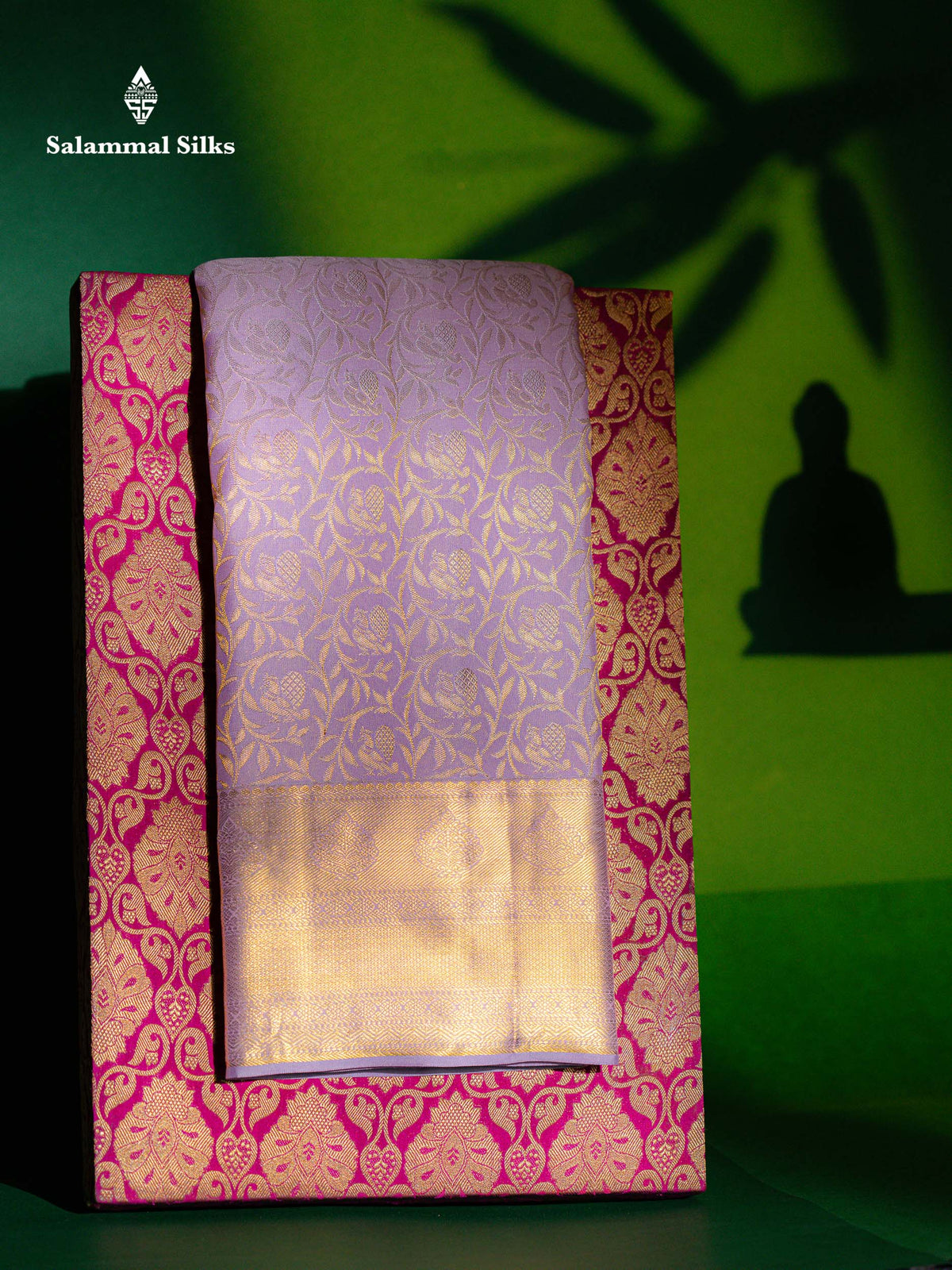 Beautiful Lavender Bridal Pure Kanjivaram Silk Saree With Traditional Medium Border