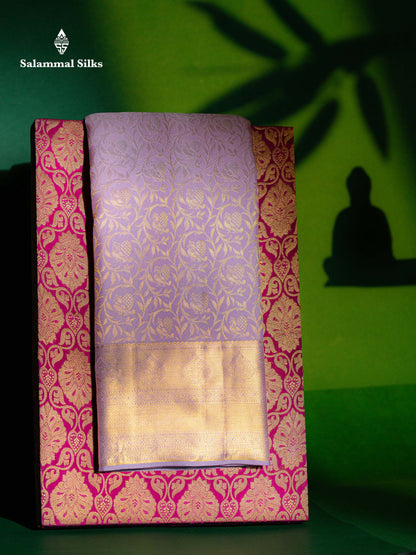 Beautiful Lavender Bridal Pure Kanjivaram Silk Saree With Traditional Medium Border