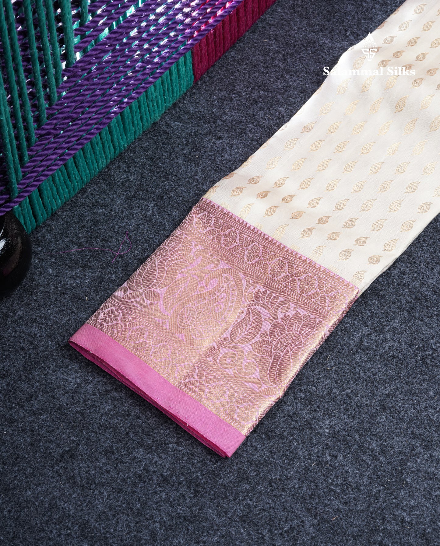 Pure Silk Pattu Pavadai (Half White) With Pink Blouse 20"