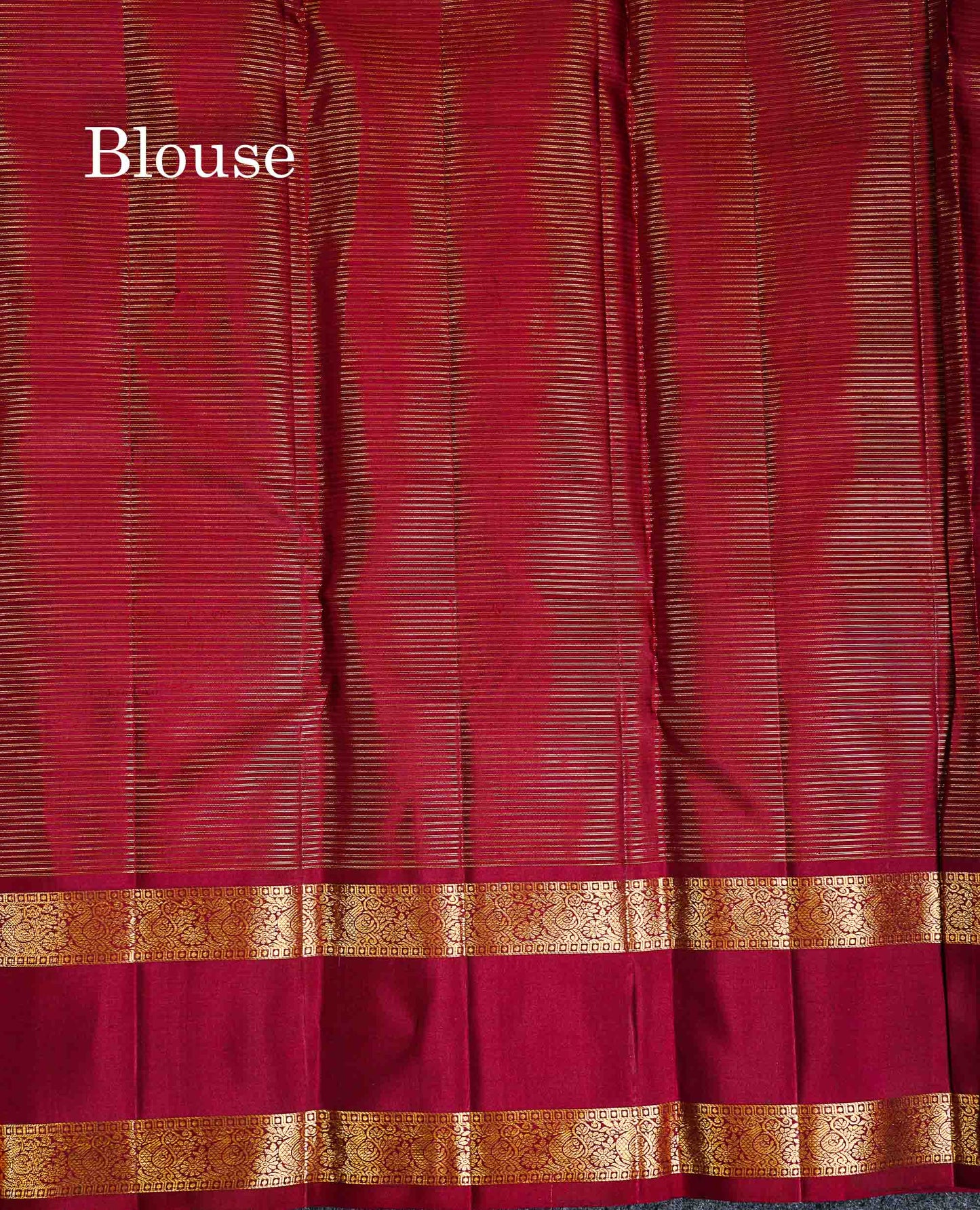 Pure Kanjivaram Silk Saree - Dark Maroon Tiny Zari Checks With Traditional Rettapet Gap Border