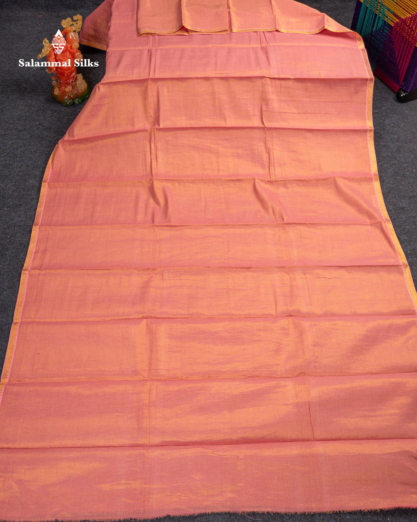 Stunning Lavender Tissue Sungudi Cotton Saree With Small Traditional Zari Border