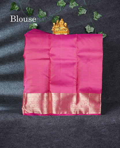 Pure Silk Pattu Pavadai (Navy Blue) With Pink Blouse 27"