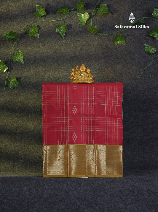 Beautiful Pure Silk Pattu Pavadai (Maroon) With Contrast Olive Mustard Yellow Blouse 18"