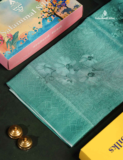 Pastel Blue Silk Kota Saree With Fancy Border