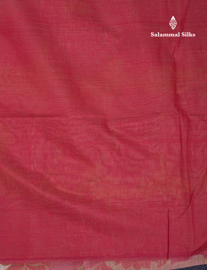 Beautiful Light Yellow Muga Cotton Saree With Contrast Light Red Blouse