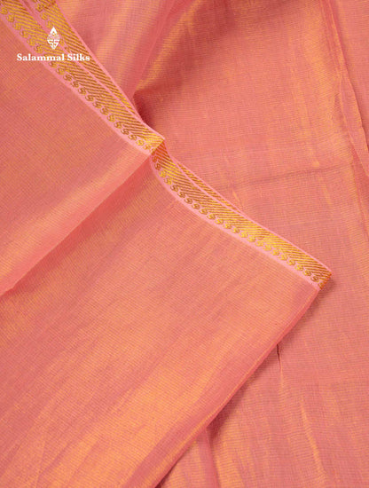 Stunning Lavender Tissue Sungudi Cotton Saree With Small Traditional Zari Border