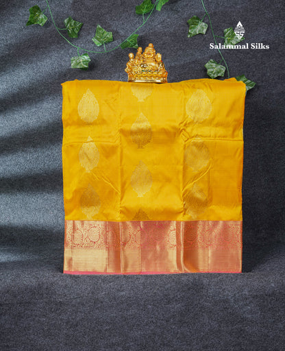 Pure Silk Pattu Pavadai (Mango Yellow) With Pink Blouse 27.5"