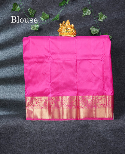 Pure Silk Pattu Pavadai (Mango Yellow) With Pink Blouse 27.5"