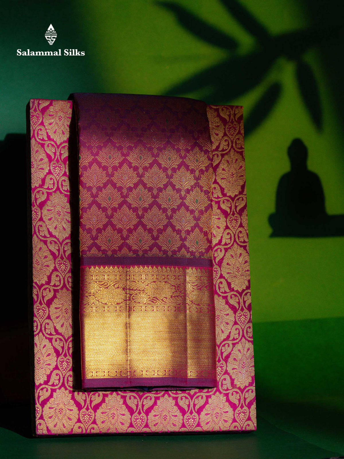 Beautiful Magenta Menakari Work Bridal Pure Kanjivaram Silk Saree With Traditional Border